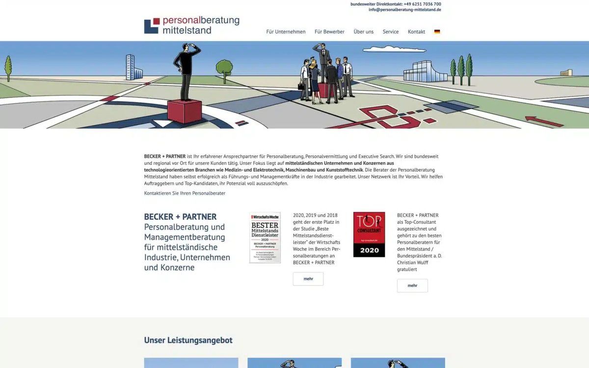 Screenshot der Website BECKER + PARTNER