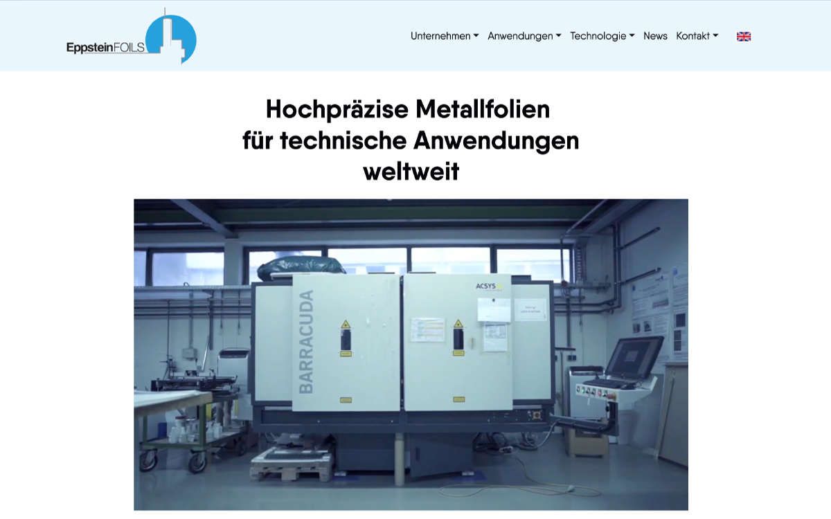 Screenshot der Website EppsteinFoils