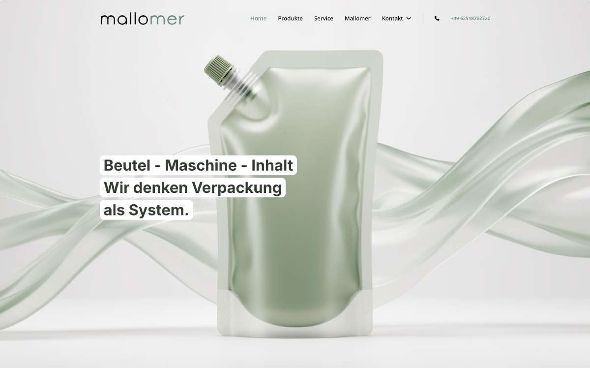 Screenshot der Website Mallomer GmbH