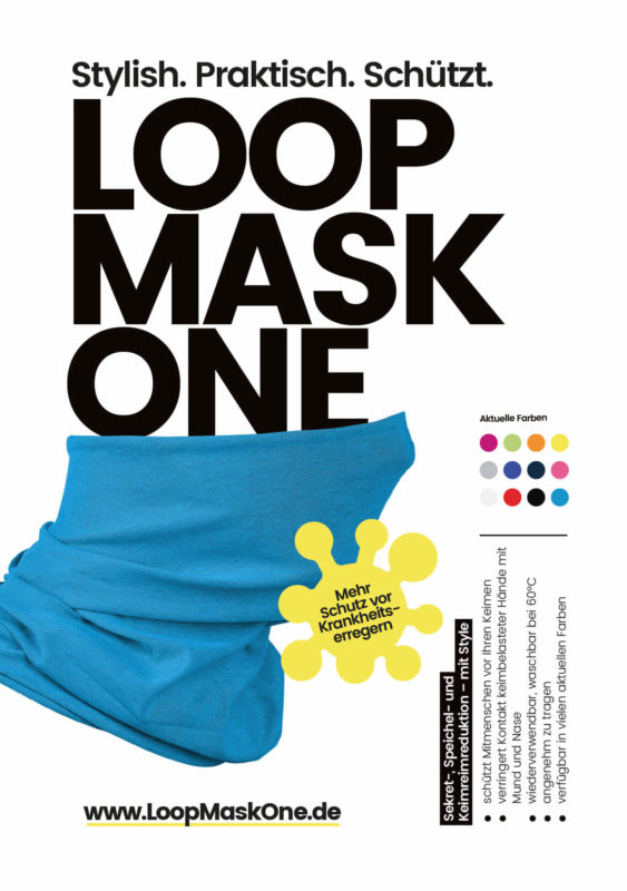 Spuckschutz LoopMaskOne Flyer Vorderseite